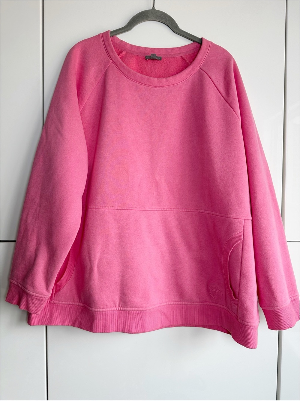 Talbots Hot Pink Sweatshirt Size 2X Kangaroo Pocket Crew Neck Cozy Relaxed